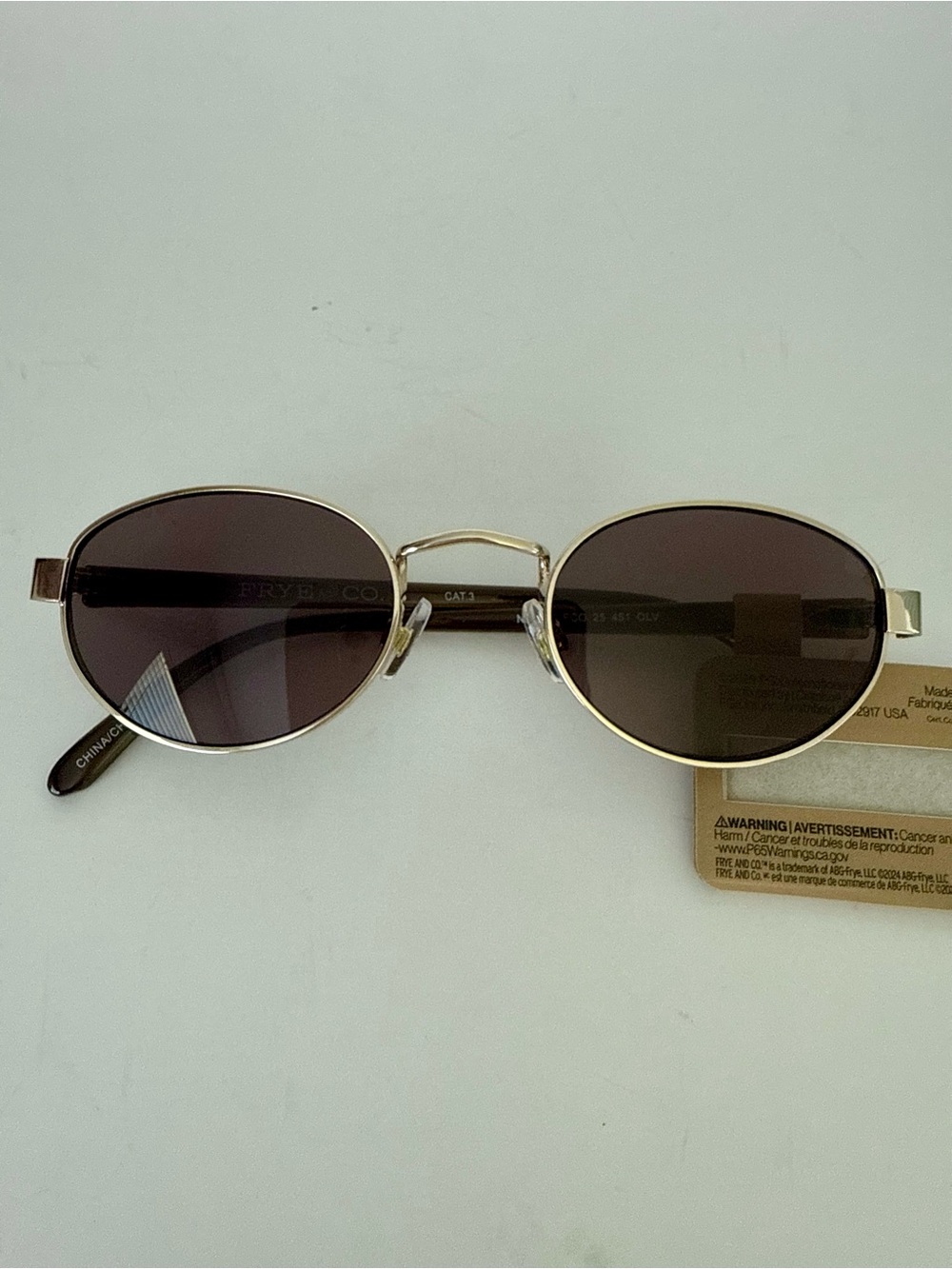 NEW Frye Savannah Round Sunglasses Gold Metal